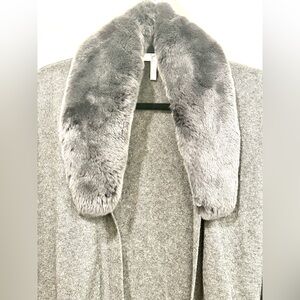 JOIE cardigan grey with detachable faux fur collar size S